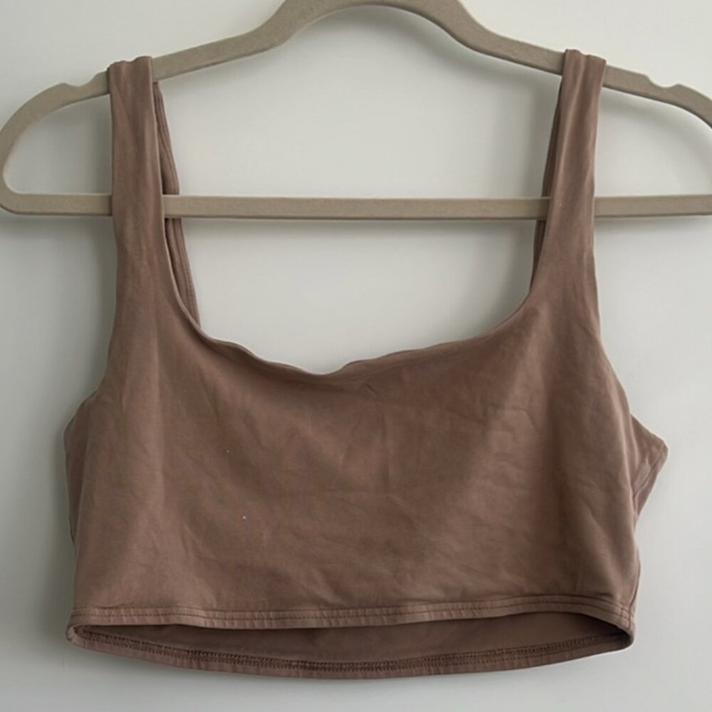 Aritzia Babaton Sculpt Squareneck Cropped Tank Brown, Size L